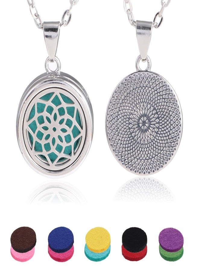 YWLI Essential Oil Diffuser Necklace Aromatherapy Locket Pendant Necklace Stainless Steel Necklace Pendant with 10 Pcs Refill Pads - Image 1